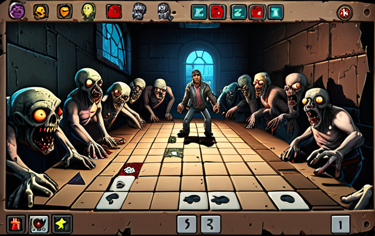 A tense scene in Puzzle of Z: A player strategically matching puzzle pieces to unleash a powerful attack against a horde of cartoonish zombies, skill icons and item power-ups are visible, set against a dark, gritty background.